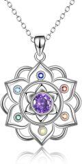 wholesale 925 Sterling Silver Purple Amethyst Lotus Pendant Necklaces Yoga Meditation Jewelry for Women-0-0