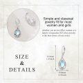 wholesale 925 Sterling Silver Blue Moonstone Flower Teardrop Dangle Earrings Leverback s for Women Girls-0-2