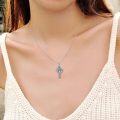 wholesale 925 Sterling Silver Abalone Shell Celtic Knot Crucifix Cross Pendant Necklace for Women-0-5