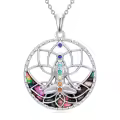 TOUPOP Sterling Silver Chakra Necklace with Stone Pendant for Women-0-0