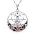TOUPOP Sterling Silver Chakra Necklace with Stone Pendant for Women-0-0