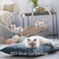 wholesale 925 Sterling Silver Cat Huggie Hoop Earrings with Rose Gold Accents for Sensitive Ears-0-2