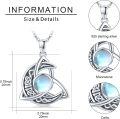 wholesale 925 Sterling Silver Celtic Moonstone Triquetra Trinity Knot Pendant Necklace for Women and Men-0-1