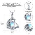 wholesale 925 Sterling Silver Celtic Moonstone Triquetra Trinity Knot Pendant Necklace for Women and Men-0-1