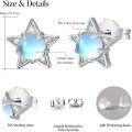 wholesale 925 Sterling Silver Star-Shaped Rainbow Moonstone Stud Earrings - Adorable Cat Ear Design Gifts for Women & Girls-0-4