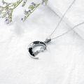 wholesale 925 Sterling Silver Glow in the Dark Moon Howling Wolf Necklace-0-4