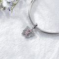 wholesale Sterling Silver & Pink Austrian Crystals Butterfly Pink Ribbon Charm for Pandora Bracelets 12.2x13.9mm-0-2