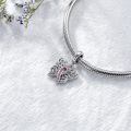 wholesale Sterling Silver & Pink Austrian Crystals Butterfly Pink Ribbon Charm for Pandora Bracelets 12.2x13.9mm-0-2