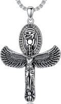 wholesale 925 Sterling Silver &  Ancient Egyptian Goddess Isis Ankh Necklace - 1.77 Inch Pendant, Gift Box-0-0