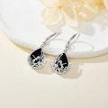 wholesale 925 Sterling Silver Dragonfly & Flower Design Teardrop Black Onyx Leverback Earrings for Women Gifts 4cm Long-0-2