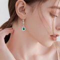 wholesale 925 Sterling Silver Green Malachite Teardrop Dangle Earrings with CZ Accents-0-2