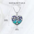 wholesale 925 Sterling Silver Heart-Shaped Tree of Life Pendant with Blue and Green Enamel & Cubic Zirconia - Mother Daughter Family Tree s for Mom/Daughter/Grandma-0-4