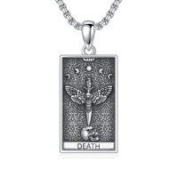 wholesale 925 Sterling Silver Tarot Card Pendant with Death Symbol and Skull Design for Men & Women Gifts-Death