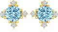 wholesale 14K Gold Round Blue Topaz & Cubic Zirconia Stud Earrings for Women - Elegant Set-0-0