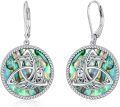 wholesale 925 Sterling Silver Abalone Shell Triquetra Celtic Knot Leverback Earrings-0-0