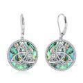 wholesale 925 Sterling Silver Celtic Triquetra Knot Abalone Shell Drop Earrings-0-0