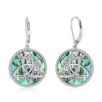 wholesale 925 Sterling Silver Celtic Triquetra Knot Abalone Shell Drop Earrings-Celtic