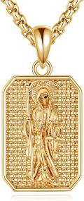 wholesale Gold 925 Sterling Silver Santa Muerte Grim Reaper Pendant Necklace for Men & Women-0-0
