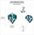wholesale 925 Sterling Silver Butterfly & Leaf Drop Earrings with Green Enamel and Leverback Hooks-0-4