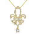 wholesale 925 Sterling Silver Fleur-de-lis Zircon Pendant Necklace-0-0