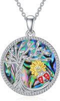 wholesale Sterling Silver Crystal Abalone Shell Animal Pendant Tree of Life Necklace-0-36