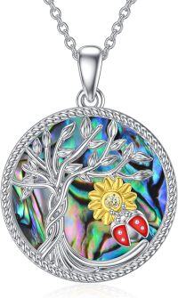 wholesale Sterling Silver Crystal Abalone Shell Animal Pendant Tree of Life Necklace-2-Abalone Shell-Ladybug