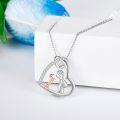 wholesale 925 Sterling Silver Heart-Shaped Pendant with Dog and Girl Design - Cute  for Women-0-1