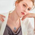 wholesale 925 Sterling Silver Blue Crystal Heart Pendant with Father and Daughter Design - I Love You Forever Necklace for Daughter or Granddaughter Birthdays-0-3