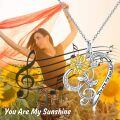 wholesale 925 Sterling Silver Sunflower & Heart Music Note Pendant Necklace for Women Gifts-0-1