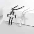 wholesale 925 Sterling Silver Cross Pendant Necklace Wholesale With Clear Stones-0-3