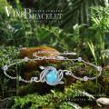 wholesale 925 Sterling Silver Blue Stone Flower Vine Anklet with Beads and Clasp for Women-0-5