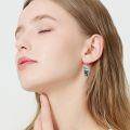wholesale 925 Sterling Silver Green Moss Agate & Turquoise Stone Mushroom Drop Earrings-0-1