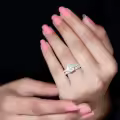 TOUPOP Sterling Silver Moissanite Bridal Engagement Wedding Ring Set-0-4