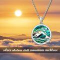 wholesale 925 Sterling Silver 925 with Abalone Shell and Moss Agate Mountain Pendant Necklace for Hikers-0-5
