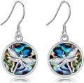 wholesale 925 Sterling Silver Abalone Shell Dragonfly Dangle Earrings Gift for Her-0-0