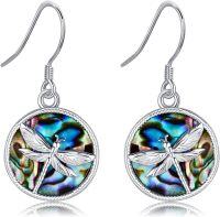 wholesale 925 Sterling Silver Abalone Shell Dragonfly Dangle Earrings Gift for Her-Dragonfly