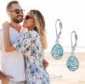 wholesale 925 Sterling Silver Larimar Teardrop Earrings 12.4x8.3mm Icy Blue Sea Wave Pattern Hypoallergenic for Sensitive Skin USA Age 13+-0-5