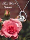 wholesale 925 Sterling Silver Owl Family with Rose Flower Charm Pendant Necklace Gifts for Women-0-4
