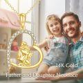wholesale 14K Gold Heart Pendant Father Daughter Hug Necklace for Women, Real 14K Gold Gift for Wife Mom Sister Daughter, Adjustable Chain, Sensitive Skin Safe-0-5