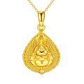 wholesale 925 Sterling Silver Plated Gold Happy Buddha Pendant Necklace with Chain for Women Gifts-0-0