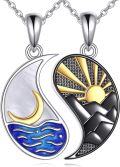 wholesale 925 Sterling Silver Yin Yang Sun & Moon Pendant Necklaces Set for Couple-0-0