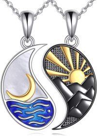 wholesale 925 Sterling Silver Yin Yang Sun & Moon Pendant Necklaces Set for Couple-Yin Yang Necklace