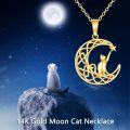 wholesale 14K Gold Moonstone Cat Pendant Necklace for Women - Birthday Gifts-0-5