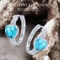 wholesale 925 Sterling Silver Turquoise Celtic Heart Hoop Earrings - Small Huggies for Women-0-5