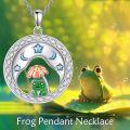 wholesale 925 Sterling Silver Moon & Flower Frog Pendant Necklace - Cute Charm s for Girls and Women-0-1
