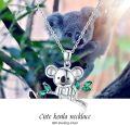 wholesale 925 Sterling Silver Green Crystal Koala Pendant Necklace - Adorable Animal Charm s for Her-0-4