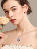 wholesale 925 Sterling Silver Pendant Necklace Platinum Plated Tree Of Life Red Heart Crystal-0-2