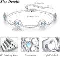 wholesale 925 Sterling Silver Moonstone Flower Charm Bracelet for Women-0-6