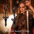 wholesale Black  Red Crystal Sword Drop Dangle Earrings Norse Viking s for Women Men 3D Design Gothic Style Accessories-0-5