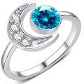 wholesale 925 Sterling Silver Crescent Moon Purple Birthstone Ring White Gold Plated For Women-0-0